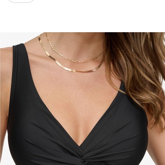 NWOT DKNY Women's Twist Tummy Control One Piece Swimsuit - Picture 4 of 8